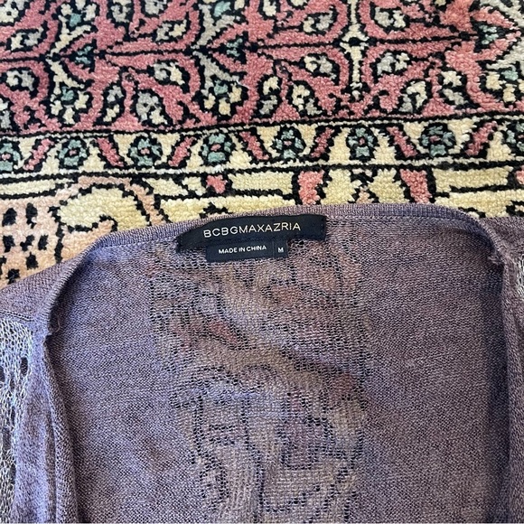 BCBG Purple Silver Sheer Flowy Open Long Vest Size M - Picture 4 of 5